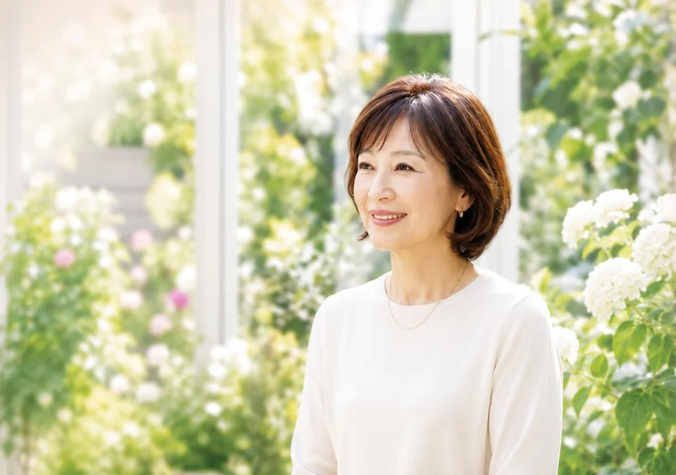 庭を背に微笑む講師の桑名美和さん